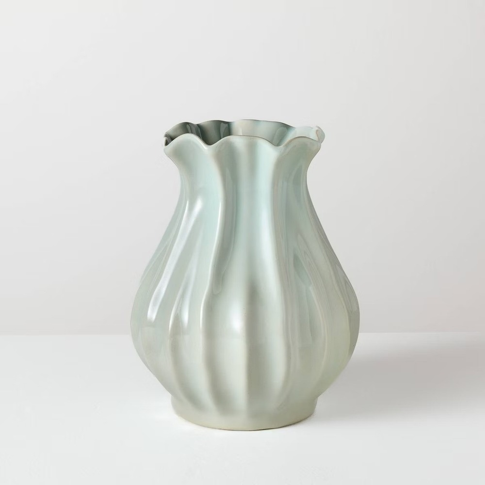 9" Pleated Ceramic Decorative Vase Blue –‎ Hearth & Hand Magnolia, Target 2026